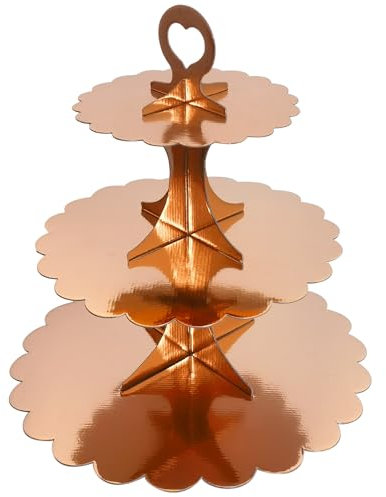 Humlindo Rose Gold Cupcake Holder Stand, 3 Tier Cupcake Stand for 24 Cupcakes, Cardboard Cupcake Tower, Cup Cake Stand Dessert Cupcake Holder for Parties Birthday Baby Shower Girls (1 Pack)