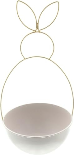 Schale Gold-Hase aus Metall, Taupe/Gold, Dekoschale, Pflanzschale, Osterdeko, Tischdeko