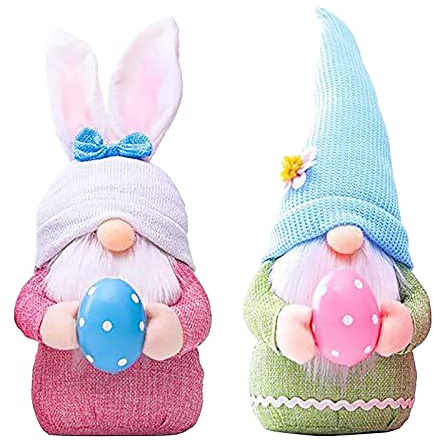 Niedliche Ostern Deko Wichtel, 2 Stück Ostern Deko Wichtel Handgemachte Plüsch, Osterwichtel Hase Rosa Mit Eier, Ostern Deko Hasen Wichtel, Osterhasen Zwerge, für Tischdekoration Osterdekoration