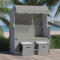 Hommdiy Strandkorb mit Dach Gartenliege Volllieger Sonnenliege Sonneninsel Strandliege Liege Zweisitzer Strand Poly Strandkorb Poly Rattan und Massivholz Keine Kissen,Grau