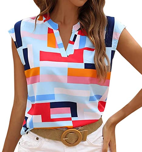 NNGOTD Women's 2024 Summer Tops Women's T-Shirt 3/4 Sleeve Solid Color V Neck Basic Tee Shirt Casual Summer Loose Tops Blouse Sport Tops for Women UK T-Shirts (Light Blue, XXL)