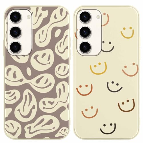 Yoedge 2 Pack Black Phone Case Compatible with Samsung Galaxy A10 6.2, Ultrathin Soft TPU Silicone with Aesthetics Pattern, Shockproof Bumper Protector Matte Cover for Samsung A10, smile