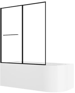 Vente-unique-Duschbadewanne mit schiebbarer Duschtrennwand - Weiß - 240 L - Ecke links - ANIKA
