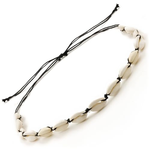 Générique Collana a conchiglia | Collana unisex per un'eleganza senza tempo | Conchiglia naturale, spiaggia, tendenza, cordino regolabile, uomo, donna, ragazza, ragazzo (FSI20_1), 35 cm de coquillages