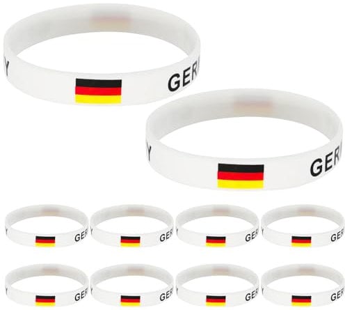 VOSSOT 10er Set Deutschland Silikon Armbänder, em 2024 Fanartikel, Robuste Armband Mit Deutschland Flagge, Sportarmbänder WM, Aus Gummi, Fan Supporter Fußball Athletics Germany Souvenirs