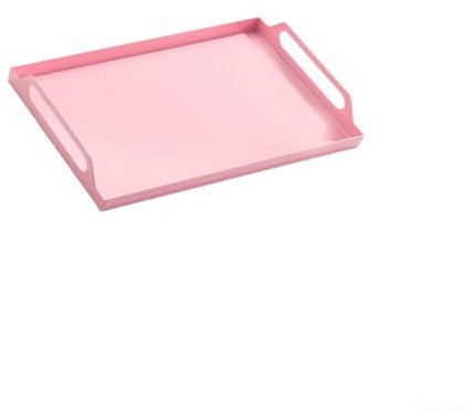 Vassoio rettangolare in ferro battuto, con manici, per camera da letto, soggiorno, cucina, mangiare e riporre (rosa)