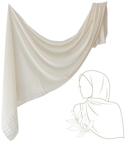BALLONTE Damen Hijab Schal aus seidenweichem Chiffon 180 x 70 cm – Muslimisches Kopftuch für Frauen – Modernes, leichtes und atmungsaktives islamisches Chiffon Kopftuch – Elegantes Damen Tuch (ivory)
