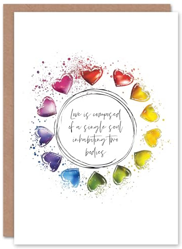 Artery8 Marriage Poem Single Soul Two Bodies Aristotle Rainbow Blank For Him Or Her Art Wedding Card