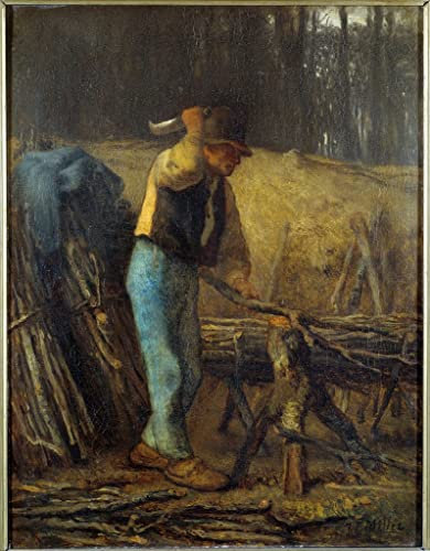 IPLUPJDY Abstrakte Leinwand Kunst Bilder Druck Wandgemälde Der holzspalter ein holzfäller mit einer machete, der zweige Eines Baumes Schneidet von jean francois millets für Wanddekoration 60x90cm