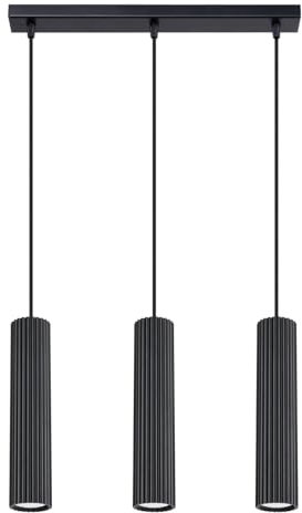 SOLLUX lighting Hängelampe Pendelleuchte Hängeleuchte Deckenlampe Lampe Decke Aluminium 3 Flammig 45 x 5,6, x 98 cm Karbon Schwarz