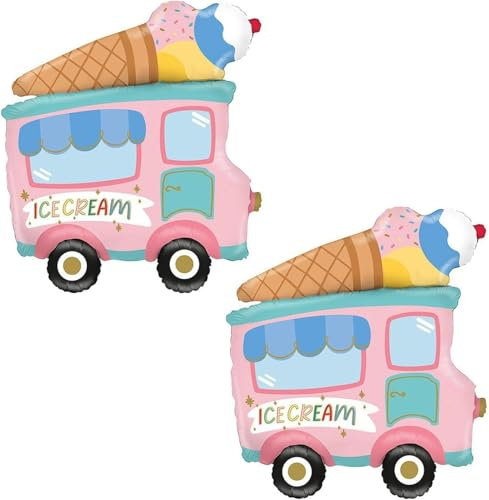 Luftballons Eiscreme, 2pcs Eiswagen Luftballons, Eiscreme Aluminium Ballons, Eiswagen Ballons, Eiscremes Party Deko, Thema Eiscremes Ballon, Candy Ice Cream Ballon,Luftballon Geburtstag Mädchen
