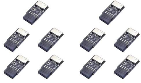 Kznifmk 10X Motherboard USB2.0 9Pin to TYPE-C A-KEY Front Connector Converter USB3.2 TYPE-E Interface Header Adapter
