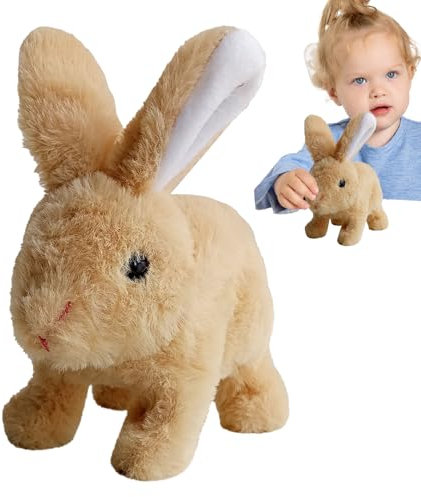 Bunny interactif réaliste, jouets de lapin interactifs pour ,Jouet de figure en peluche interactive en peluche - Lapin réaliste électronique pour animaux de compagnie, saut, contracter et secouer les