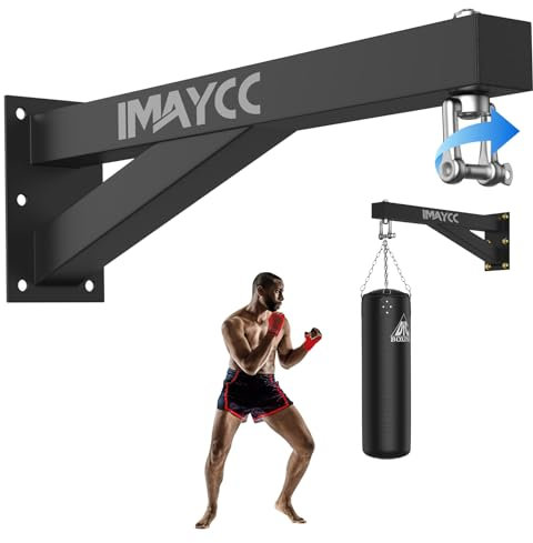 IMAYCC Nouveau Support Sac De Frappe, Lourd Potence Sac de Frappe, Fixation Murale Suspendu pour Sac de Boxe Crochet Pivotant à Roulement Silencieux pour Intérieure et Extérieure, 800lbs Capacité.