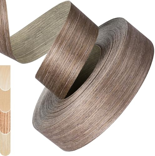 ZYJT Nastro per bordi in noce, rotolo da 1 1/2 x 7,6 m di bordo in legno impiallacciato flessibile, nastro per compensato per armadi
