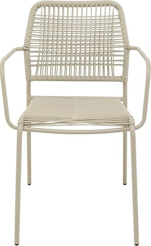Kare Design Stuhl mit Armlehnen Madagascar, Grau, Gartenstuhl, Armlehnstuhl für Balkon, Garten, Terrasse, Stahlgestell, Polyethylen, 85x54x62 cm (HxBxT)