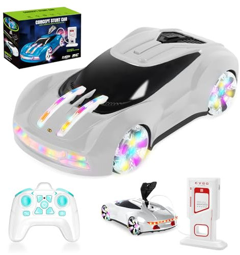 YOOHBERRYS Coche Teledirigido, 2.4Ghz Drift RC Car con Cinco Modos de Luz, Música y Pulverización, 4WD 18km/h Coche Radiocontrol, Coche Teledirigido Drift para Niños de 6 Años (Gris)
