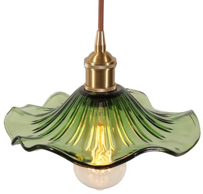 DLGLOLIN Suspension Luminaires en Verre Intérieure Moderne Verte Fleurs Lampe Suspendue Vintage Laiton Doré Lustre Plafonniers pour Cuisine Cuisine Salon Chambre