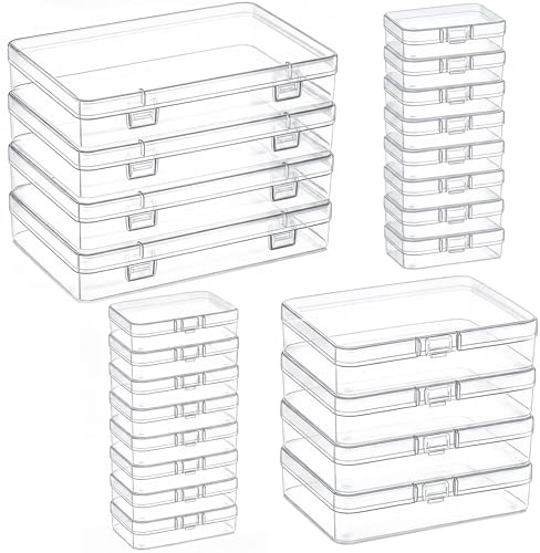 Forever bene 24 transparente Kunststoffboxen in 4 Größen | Abgestufte Boxgrößen ordnen Perlen, Verschlüsse, Biegeringe und Ohrstecker-Rückteile