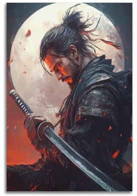 PCMOAUDB Sekiro Spiel-Poster, Sekiro Samurai, dekoratives Gemälde, Leinwand, Wandposter und Kunstdruck, moderne Familienschlafzimmer-Dekoration, Poster, 20 x 30 cm