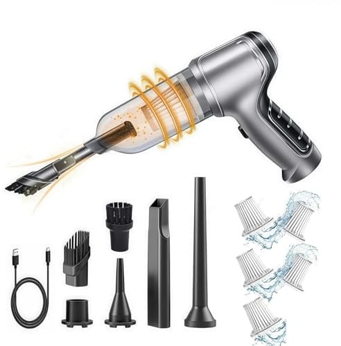 CASA Corner Aspirateur Vortex Compact Pro sans Fil Compact 12000PA, Puissant et léger, avec Filtre Lavable, 5 filtres 1 Sac EVA idéal pour Voiture et Maison