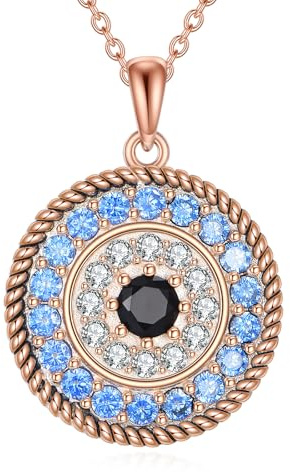 VONALA Evil Eyes Necklace 925 Sterling Silver Pendant Greek Protection Necklace Luck Amulet Ojo Turco Jewellery Gift for Women