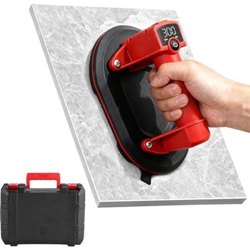 Spalivivre Ventouse à Batterie avec une Force d'Aspiration de 300 kg pour Carrelage, Verre, Marbre, 2 Moteurs avec Fonction d'Aspiration Automatique et Écran LCD, Diamètre 25 cm, Batterie 4000 mAh