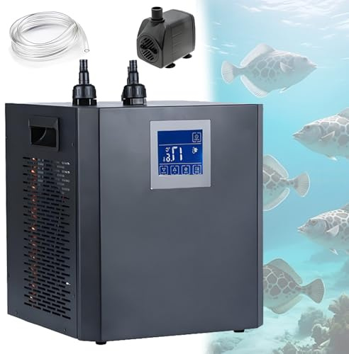 Quixnova Aquarium-Kühler, 300 l/500 l Kühlpumpen-Set, Fischtank-Kühler für Süßwasser/Salzwasser, Unkraut, Quallen, Korallen, Touch-/Fernbedienung, einstellbar 4–50 °C/39–122 °F 500L