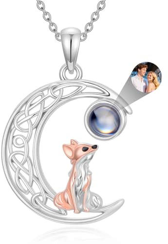 Dorunmo Personalisierte Fotoprojektionskette Ich liebe dich in 100 Sprachen Projektionskette 925 Sterling Silber Tierfoto Anhänger Geschenk für Mama und Frauen
