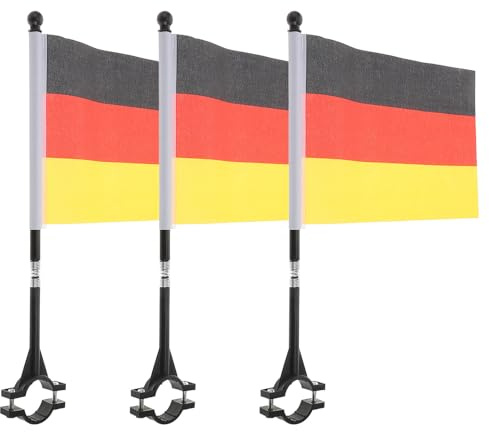 CONGARTENO 3 Stück Teiliges Deutschland Fahrradflaggen mit Stab Wetterfeste Fahrradfahne als Sicherheits Deko flagge Einfache Montage für Fahrrad Motorrad und Golfwagen Langlebige