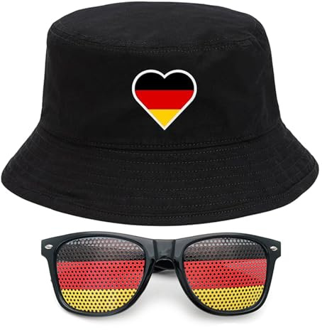 RgitFzi Deutschland Fanartikel Set 2026 Herz Design, Trikot 2026 Deutschland, Deutschland Hut und Brille für Fans, Fanartikel Deutschland für Fußball Party, Deutschland Deko für Damen Herren