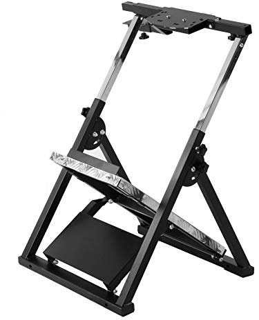 Ausla Foldable Racing Game Steering Wheel Stand Steel Wheel Support Bracket Adjustable Pedal Position Left Right Shifter 81 X 54 X 94 Cm for Sim Racing Players
