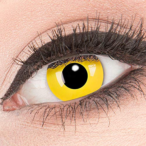 Funnylens SONDERANGEBOT 1 Paar farbige gelbe Yellow Crazy Fun Kontaktlinsen mit Behälter von Funnylens. Perfekt zu Halloween, Karneval, Fasching oder Fasnacht Verkleidung