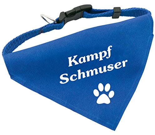 Hunde-Halsband mit Dreiecks-Tuch KAMPFSCHMUSER, längenverstellbar von 32 - 55 cm, aus Polyester, in blau