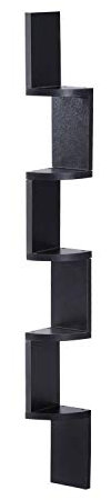 HOMCOM Wandregal Hängeregal Eckregal Zickzackregal Bücherregal Regal Schwarz 12 x 12 x 120 cm