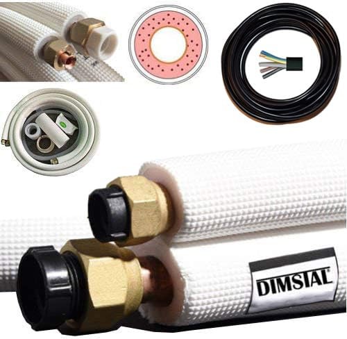 2x 5m 3/8+5/8 Zoll Kupferleitungen Kältemittelleitungen für 24000 BTU Komplett-Montage-Kit inkl. Kabel (2x5m für 24000 btu)