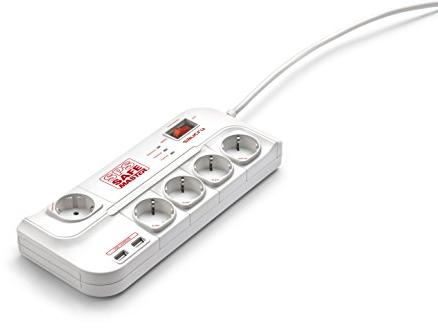 Salicru SPS Safe Master Protectores eléctricos activos - Regleta (918 J, 5 salidas AC, Tipo F, 250 V, 50 Hz, 10 A), Blanco