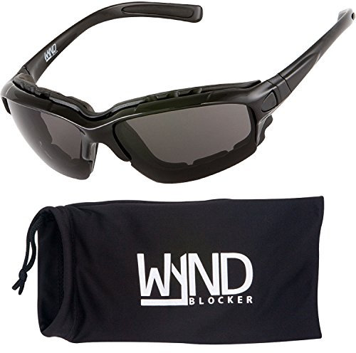 WYND Motorrad-Sonnenbrille mit Blocker, polarisiert, Schwarz (Black | Polarized Smoke), Medium