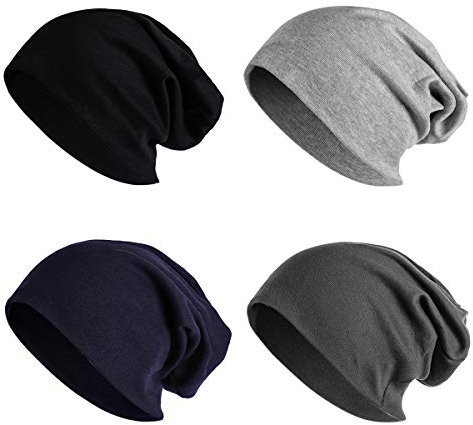 JOYEBUY 4 Stück stilvolle dünne Hip-Hop-Mütze aus weichem Stretch-Strick, Slouchy, Beanie-Mütze, Totenkopf-Mütze, Stil F, Einheitsgröße