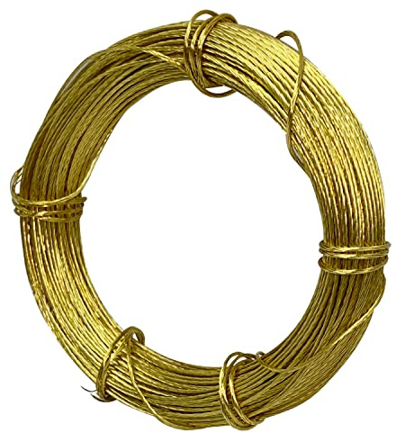 ECKJ Picture Hanging Brass Wire Bare Copper Wire 100-feet 7 Strands of Solid Copper Wire Braided Gold 30.5m