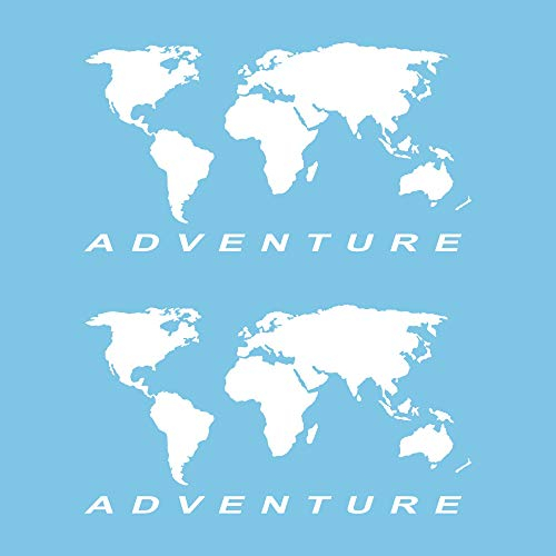 Autodomy Pegatinas Mapa Mundo Globo Terráqueo Adventure Off Road Todoterreno 4x4 30x16 cm | Pack 2 Unidades Pegatinas Coche Exterior | Stickers para Maleteros Moto