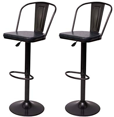 2er-Set Barhocker HWC-H10a, Tresenhocker Barstuhl, höhenverstellbar drehbar Industrial Kunstleder Metall - Vintage grau