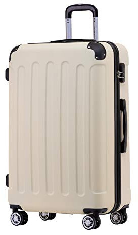 BEIBYE Zwillingsrollen Hardcase Reisekoffer Koffer Trolleys Hartschale in XL-L-M in 14 Farben (Cremewhite, Großer Koffer (76 cm))