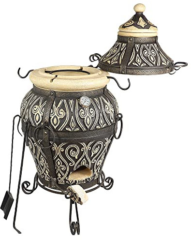 Asiatisch Kit Tandoor + accessoires Tandir Tanur Dastarchan Four en argile réfractaire en céramique Four Grill BBQ