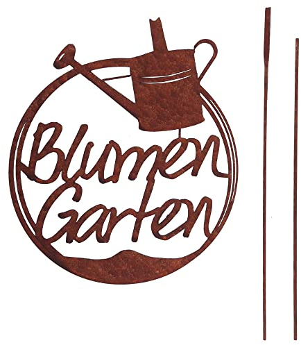 UNUS Garden Gartenschild Blumengarten, Gartendeko Rostoptik, Gartenstecker aus Edelrost, Rost Deko für Garten