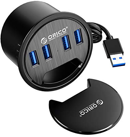 ORICO Desk Grommet, 4 Port USB 3.0 Hub, 5Gbps Data Transmission with 4.9ft Cord for Diameter 2.36 or 60MM Hole, Office Accessories, for PC, Flash Drive, HDD Enclosure and Other USB Devices