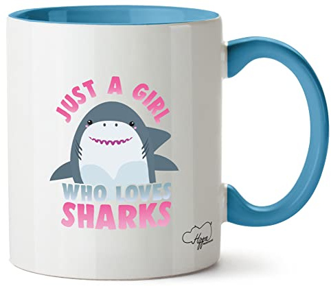 Hippowarehouse Just a Girl who Loves Sharks Printed Mug Various Colour Options Ceramic Cup Kitchenware 11oz