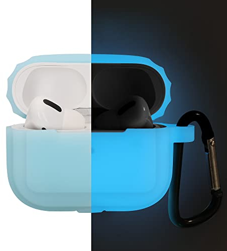 kwmobile Hülle kompatibel mit Apple AirPods Pro Kopfhörer - Silikon Schutzhülle Case Cover - leuchtet im Dunkeln - Hellblau