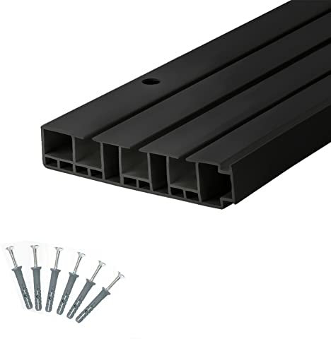Seiletech.de GARDINENSCHIENE | 200cm | PVC | 3-läufig | schwarz | inkl. Befestigungsmaterial | 2m (2 x 100cm + Verbinder) | Gardinen Schiene Vorhangschienen