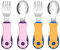 Vicloon Ensemble De Cuillères à Fourchette pour Bébé,4pcs Fourchette Et Cuillère Enfant Prise Facile Acier Inoxydable pour Tout-Petit Stensiles d'apprentissage Parfaits